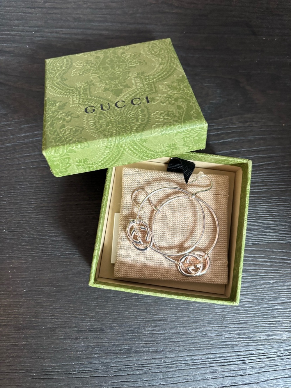 Gucci Sterling Silver Interlocking G Hoop Earrings - Picture 12 of 13